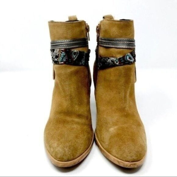 Callisto womans bohemian ankle heeled boots 7 BoxK brown suede leather - Picture 3 of 9